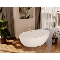 0100-317 OVAL Ванна акриловая отдельностоящая 170x85x63H, щелевой перелив, белая глянцевая