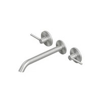 QuadroDesign FFQT 2111VAS Смеситель для раковины на 3 отверстия из стены с запорными вентилями 250mm, цвет Brushed Stainless Steel