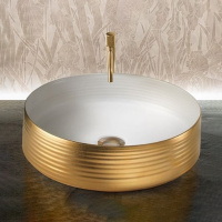 Terzofoco 0201GWG Раковина CIPPO WHITE INSIDE AND SATING  GOLD OUTSIDE  для установки на столешницу