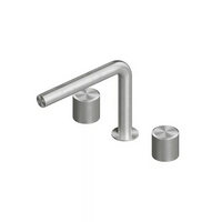 QuadroDesign STEREO 1607VAS Смеситель для раковины на 3 отверстия из столешницы с запорными вентилями диаметр ручки 43мм, цвет Brushed Stainless Steel