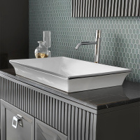 Terzofoco 0403PR Раковина MANATARES GLOSSY WHITE WITH PLATINUM RIM для установки на столешницу