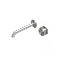 QuadroDesign SUPER 2211TAS Смеситель для раковины на 2 отв. из стены, цвет Brushed Stainless Steel