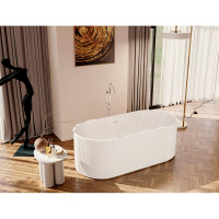 0100-336 FLUTE Ванна акриловая отдельностоящая 170x80x59H, щелевой перелив, белая глянцевая